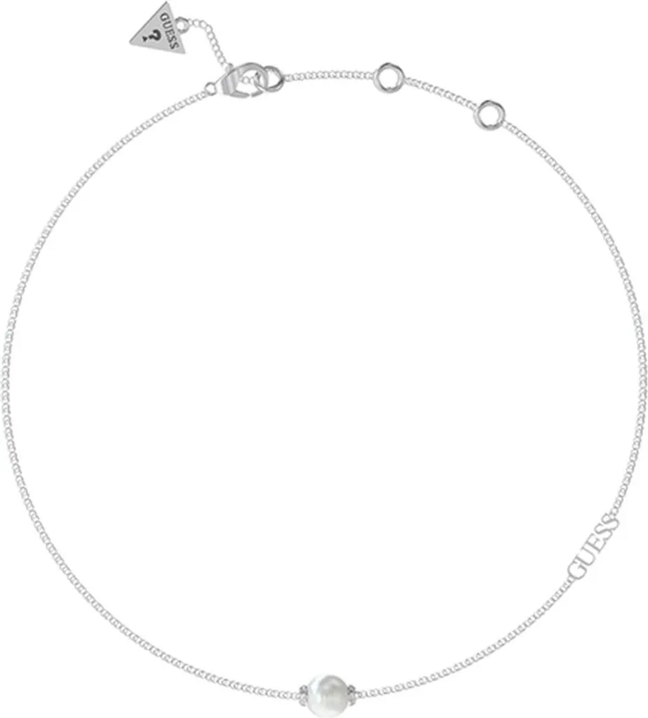 Bracelet Guess Rhodié Argenté avec Logo Iconique et Cristaux pour Femme