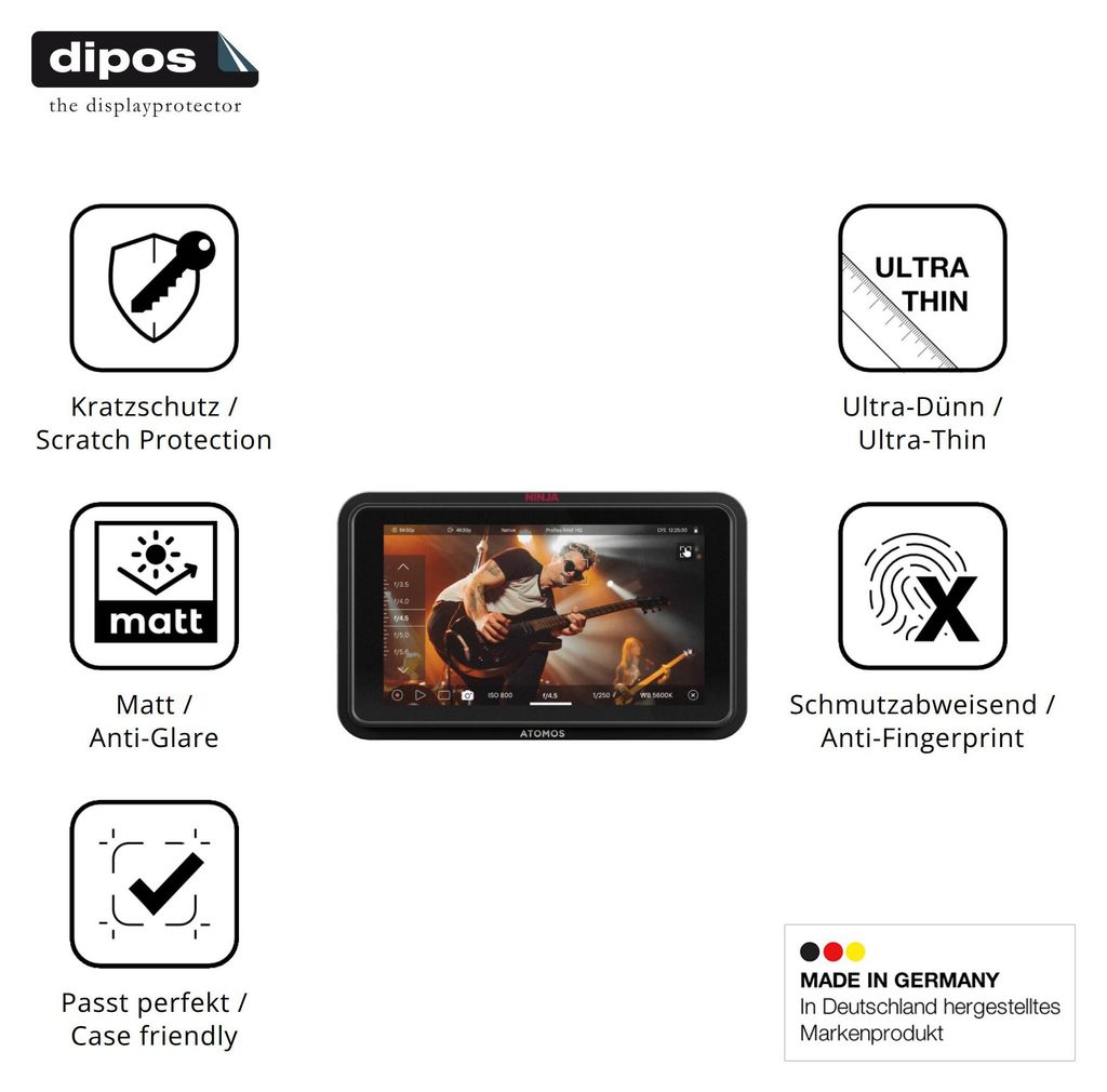 4x Schutzfolie für Atomos Ninja RAW 5 Zoll matt Displayschutzfolie Folie Display Schutz dipos