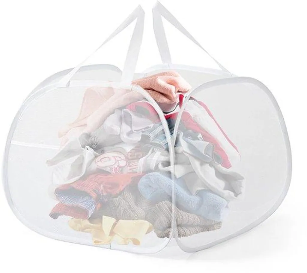 Panier à linge pliable 90L blanc gain de place pour buanderie