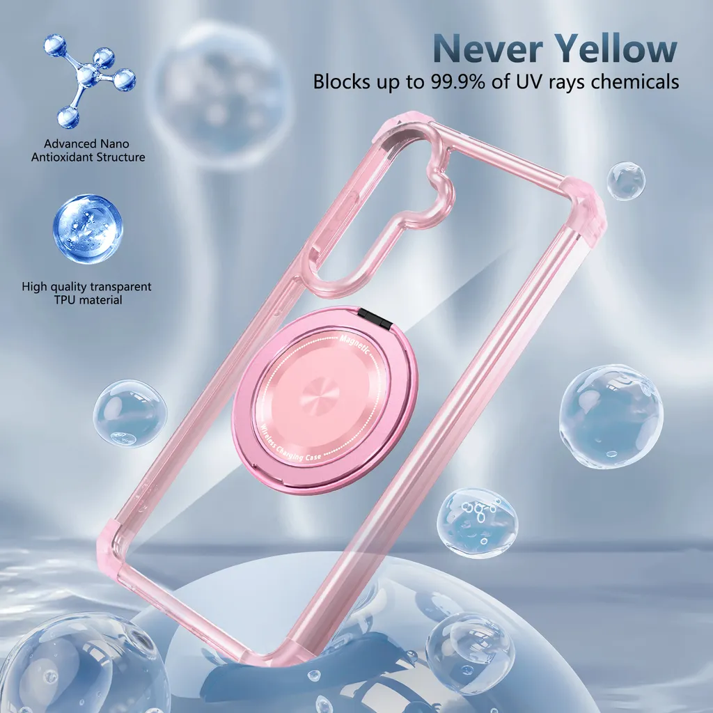 Custodia S25 FE Rosa Trasparente: Stile MagSafe e Supporto Chic - 2