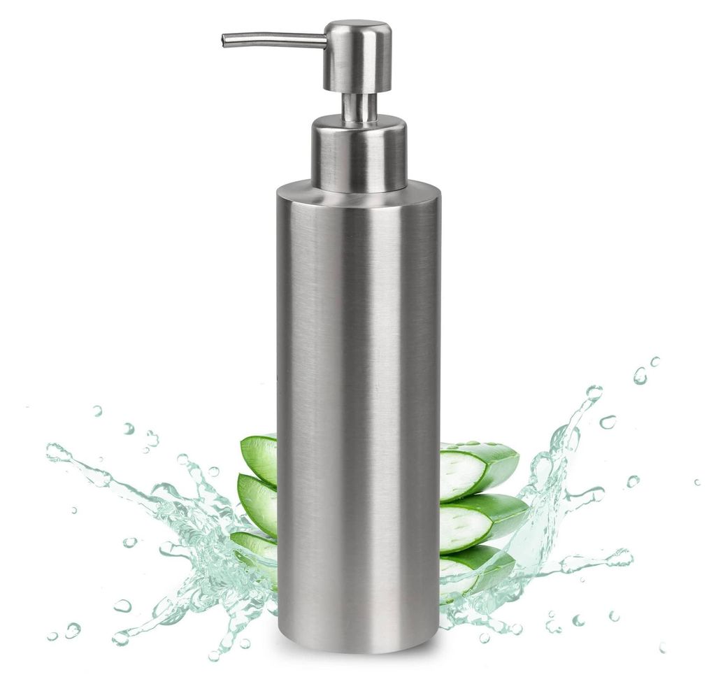 Seifenspender aus Edelstahl, matt silber – Großes Fassungsvermögen von 350 ml für Flüssigseife – Hygiene und Stil vereint in einem Spender