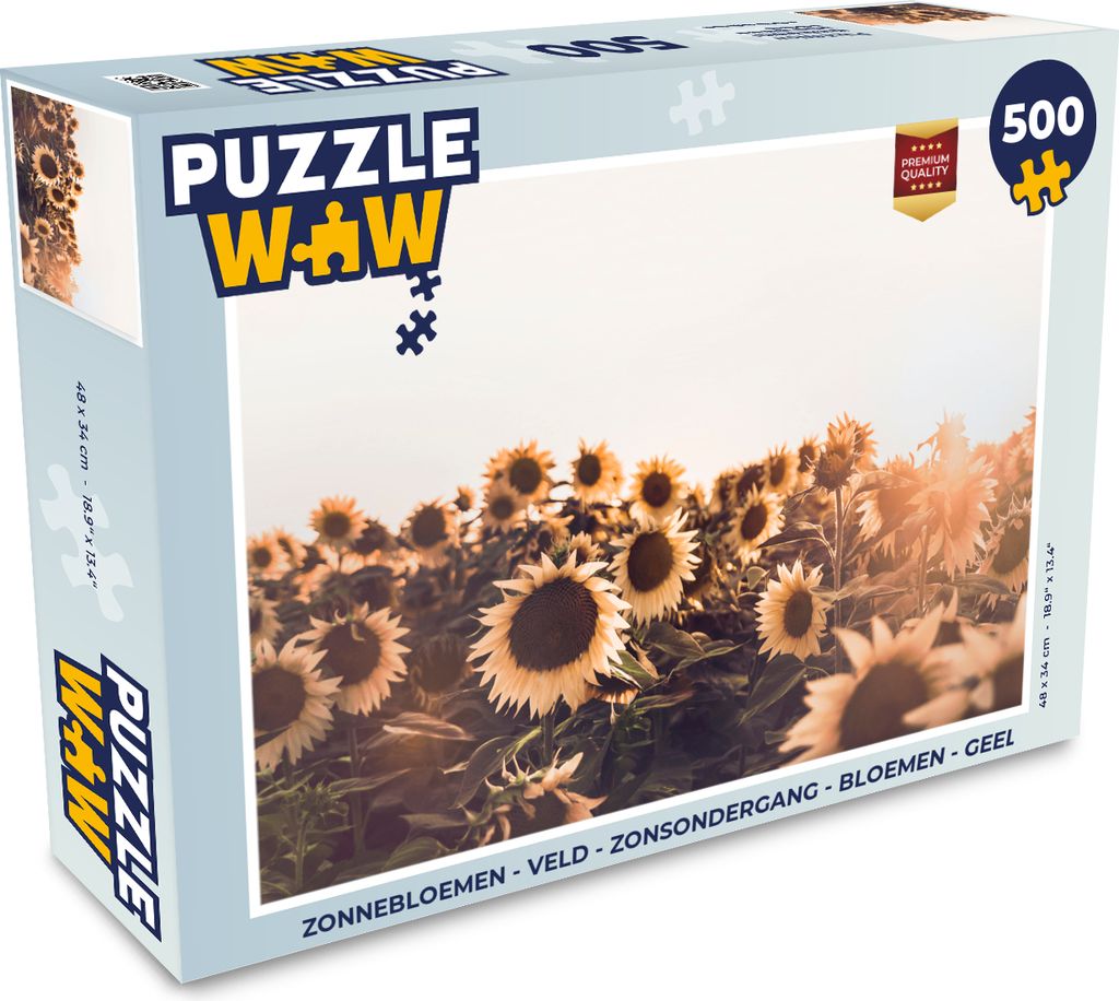 MuchoWow Puzzle 500 Teile Sonnenblumen - Feld - Sonnenuntergang - Blumen - Gelb - 500 Teile - Kinder - Selberbauen - Puzzlespiele