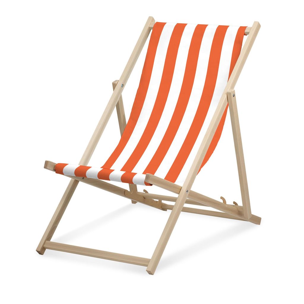 Chaise longue - à larges rayures - orange - pliable - en Image du produit 