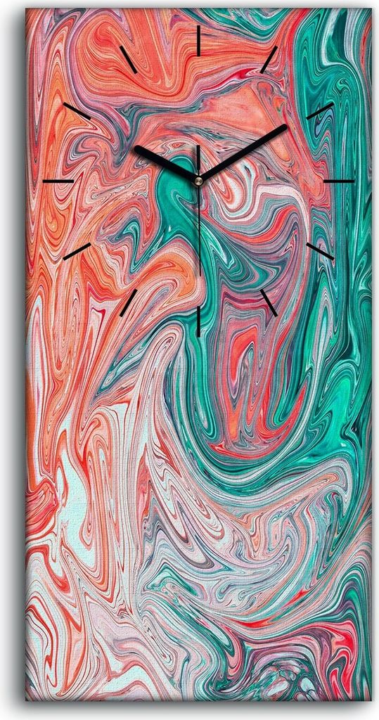 Wandbild Leinwand Bilder mit Uhr Geräuschlos 30x60 Malerei Abstrakte Kunst - schwarze Hände