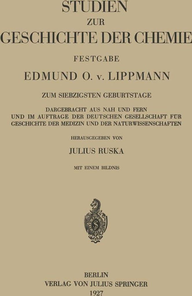 Studien zur Geschichte der Chemie Festgabe