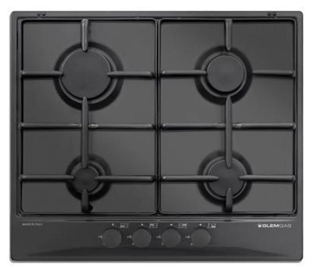 Glem Gas GT64NC - Table 60cm noire 4 feux gaz sécurisée et robuste