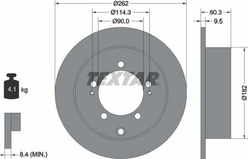 Disque de frein TEXTAR 92148600 OE MR493489 pour Mitsubishi Pajero