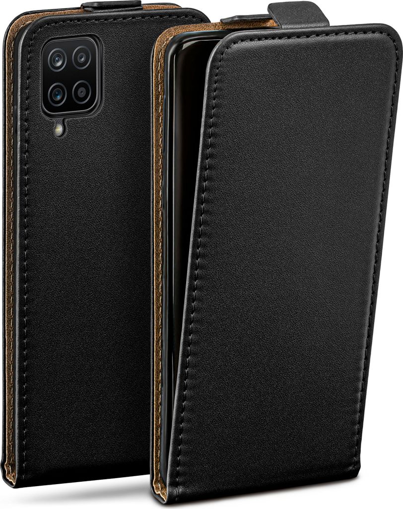 moex Flip Case kompatibel mit Samsung Galaxy A12 - Hülle mit 360 Grad Schutz, Schwarz