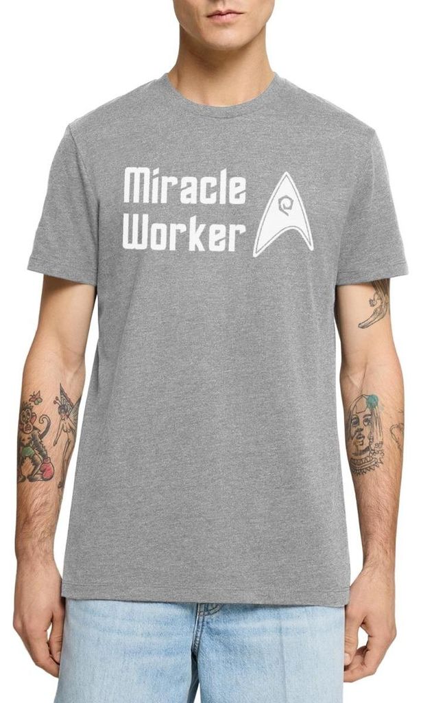 Spreadshirt Star Trek Discovery Scotty Miracle Worker Männer Premium T-Shirt, XL, Grau meliert