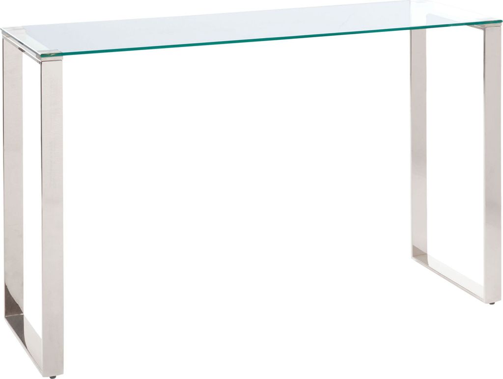 BELIANI Konsolentisch Transparente Glasplatte Silber Edelstahlrahmen 75 x 40 cm Modernes Wohnzimmer Schlafzimmer Flur