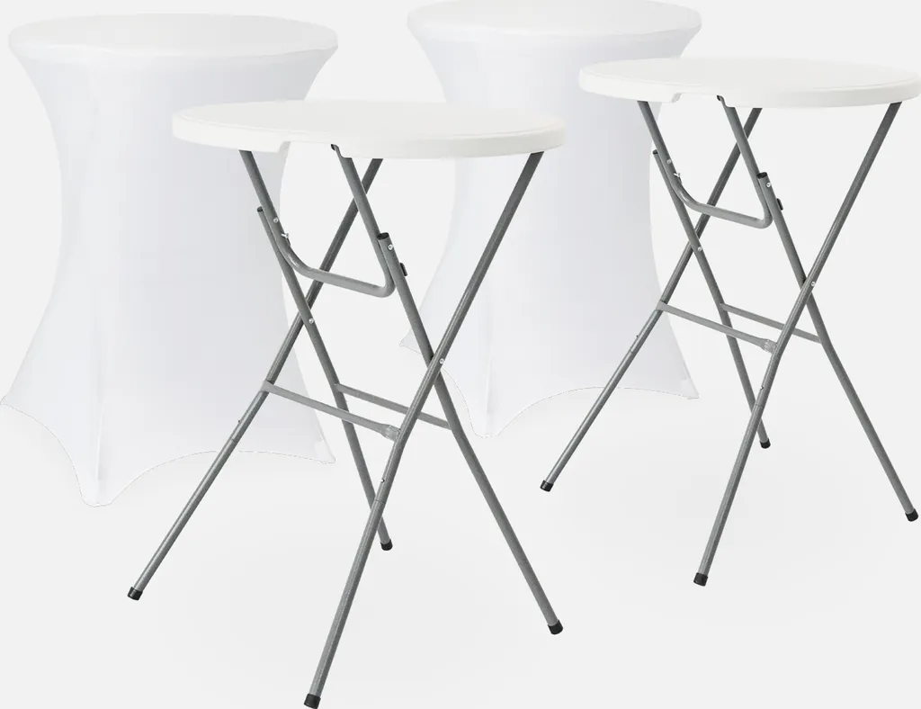 Set 2 Tavoli Pieghevoli Bianchi Multi-uso con Fodera - Soluzione Space-Saving