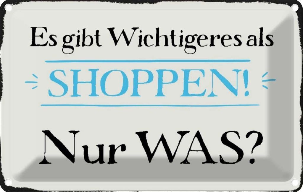 vianmo Blechschild 20x30 cm gibt wichtigeres als Shoppen was Spruch Zitat