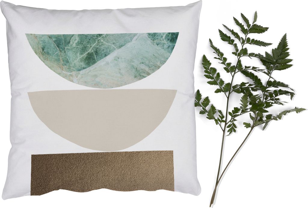 MuchoWow Zierkissen Sofakissen Wohnzimmer Dekokissen 40x40 cm Geometrische Formen - Minimalismus - Pastell - Foto Kissen - Schlafzimmer Dekoration