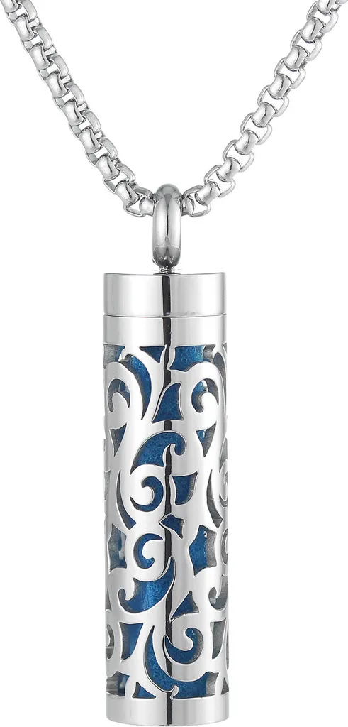 Collana Diffusore Per Aromaterapia In Acciaio Inox - 2 Stili Con 20 Ricariche In Feltro, Regalo Per Uomo E Donna - 2