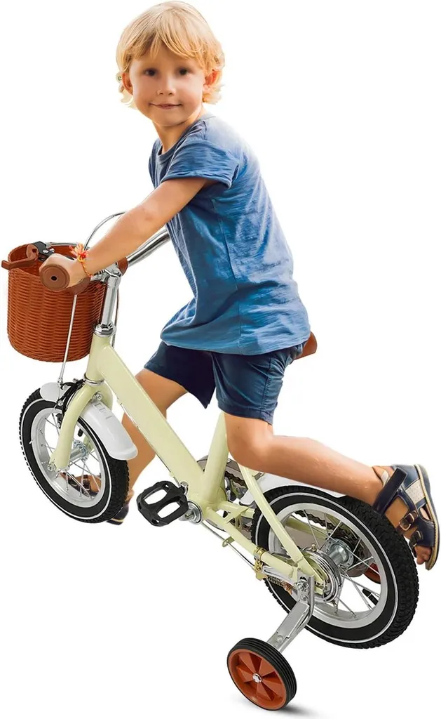 Vélo Enfant 12 Pouces – Garçons Et Filles Dès 3 Ans, Hauteur Réglable, Roues Stabilisatrices, Garde-boue, Panier, Freins Fiables
