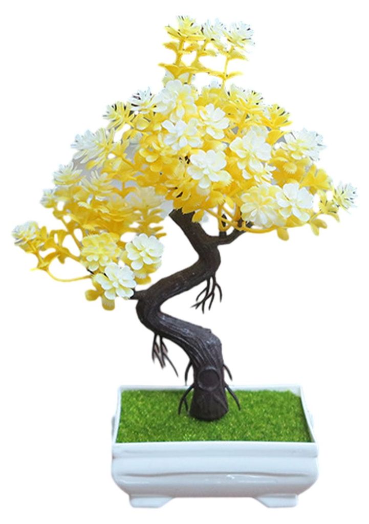 Künstlicher Bonsai-Baum, kleine künstliche Zimmerpflanze im Harztopf für Zuhause, Büro, Schreibtisch, Regal, Badezimmer, Schlafzimmer, Wohnzimm...