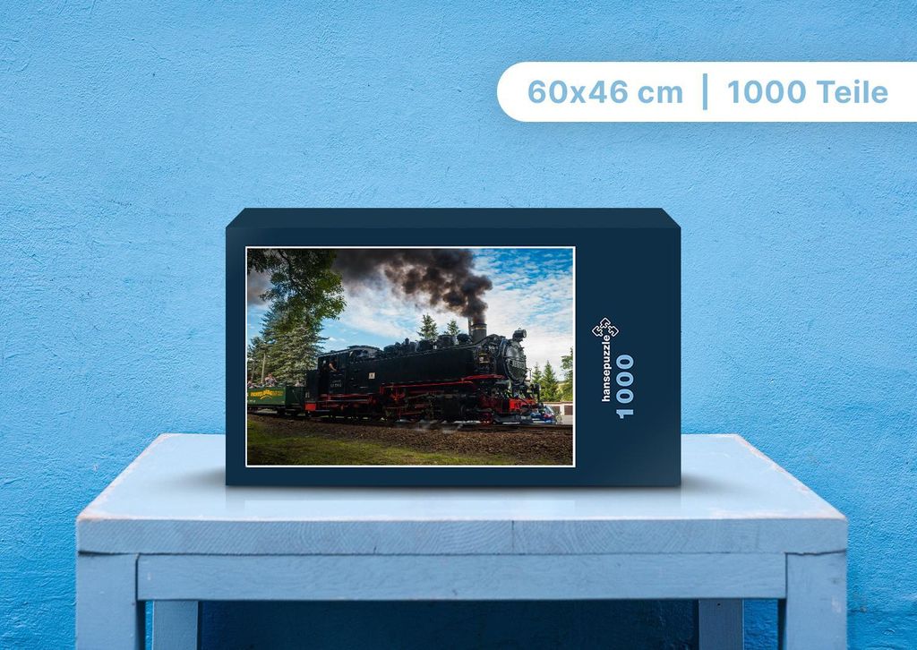 hansepuzzle 109885 - Dampflokomotive Puzzle, 1000 Teile, Fortbewegung, 60,0 x 46,0cm mit hochwertiger Aufbewahrung, Kartonbox & Beutel