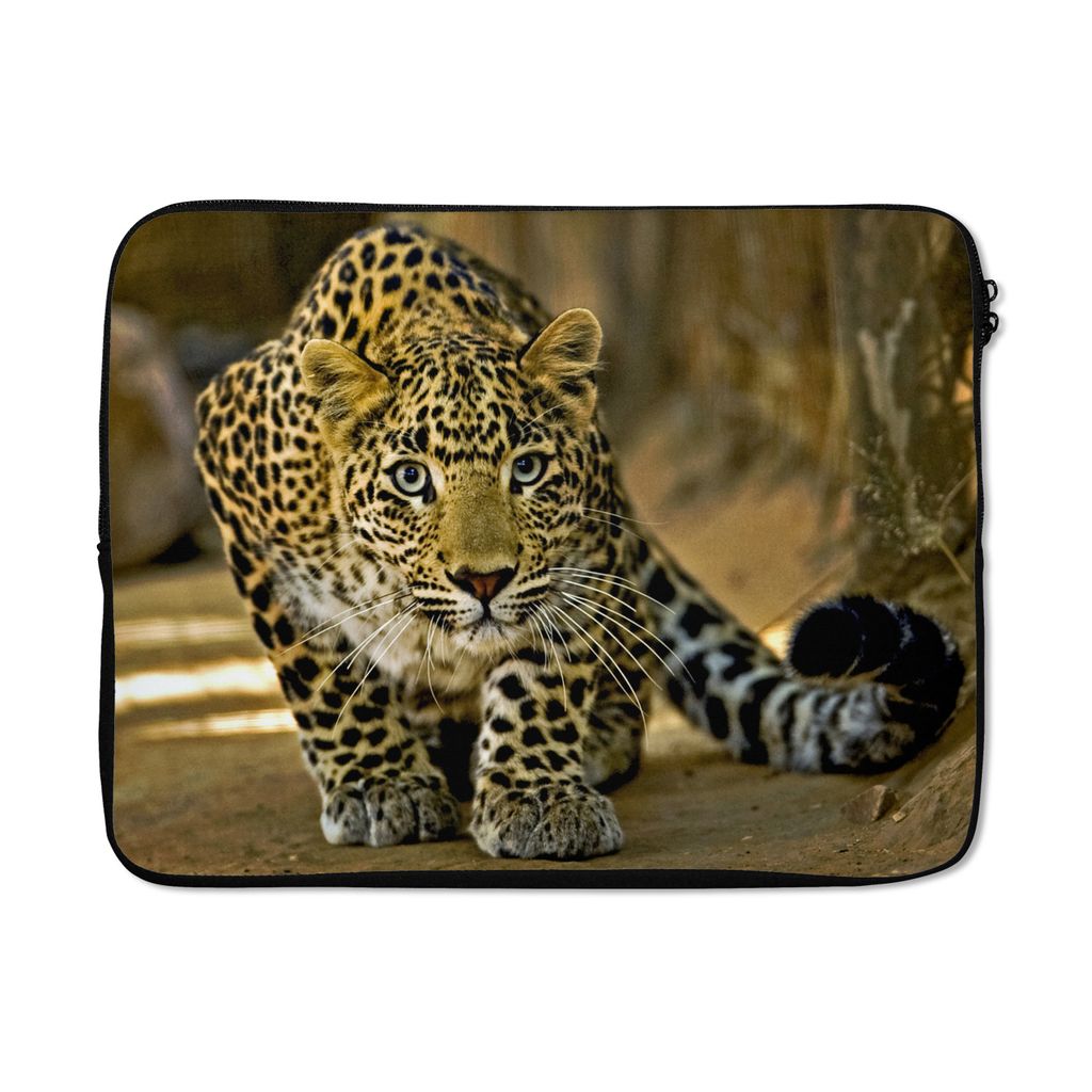 MuchoWow Laptop Hülle 17 Zoll Laptoptasche Leopard - Raubtier - Porträt - Zipper - Schutzabdeckung