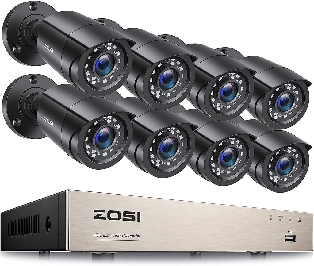 ZOSI Outdoor Überwachungskamera Set 8CH 1080N DVR mit 4X 2MP Dome Kamera CCTV System ohne Festplatte für Innen und Außen 24M IR Nachtsicht