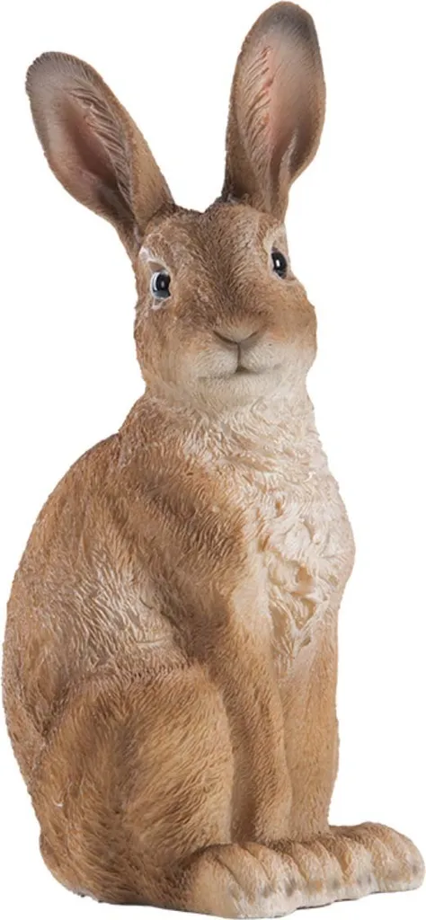 Lapin décoratif 23cm polyrésine haute qualité brun blanc bicolore - 3