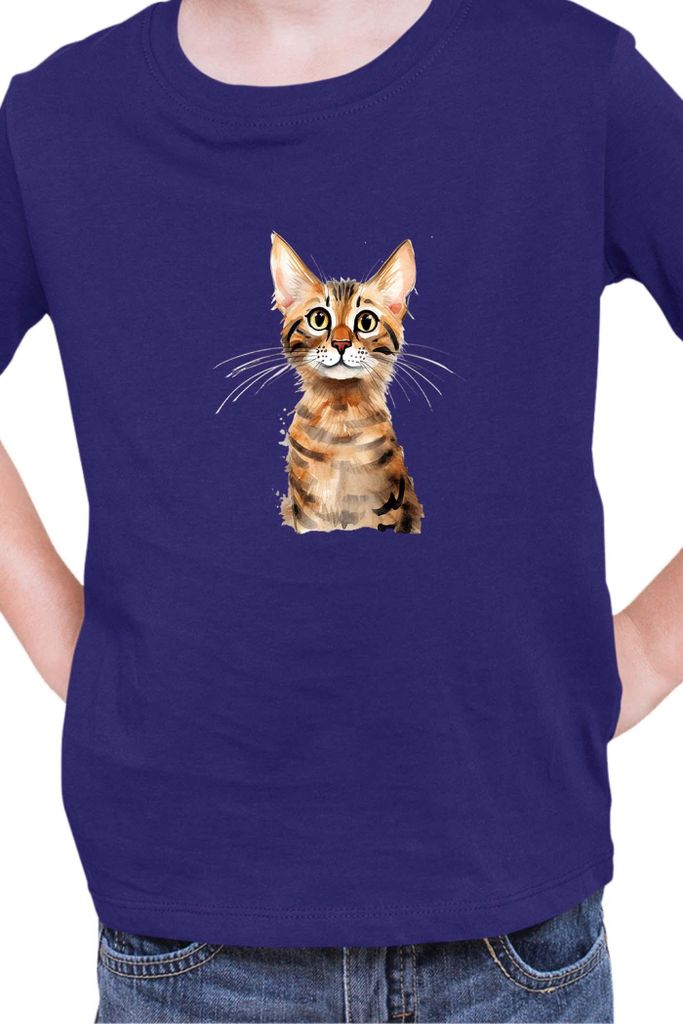 Kinder T-Shirt Funny Cats Breeds Serengeti Cat, 5-6 Jahr - 116 / Dunkelblau