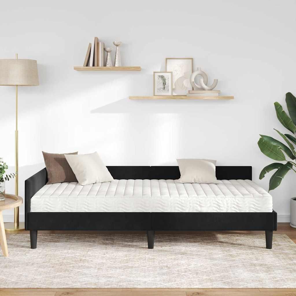 Eleganter Möbel Eckbettgestell mit Matratze Sonstiges 2 pcs - Montage erforderlich - Schwarz Samt - CJG722912 - Klassische BettenJugendbett Tagesbett
