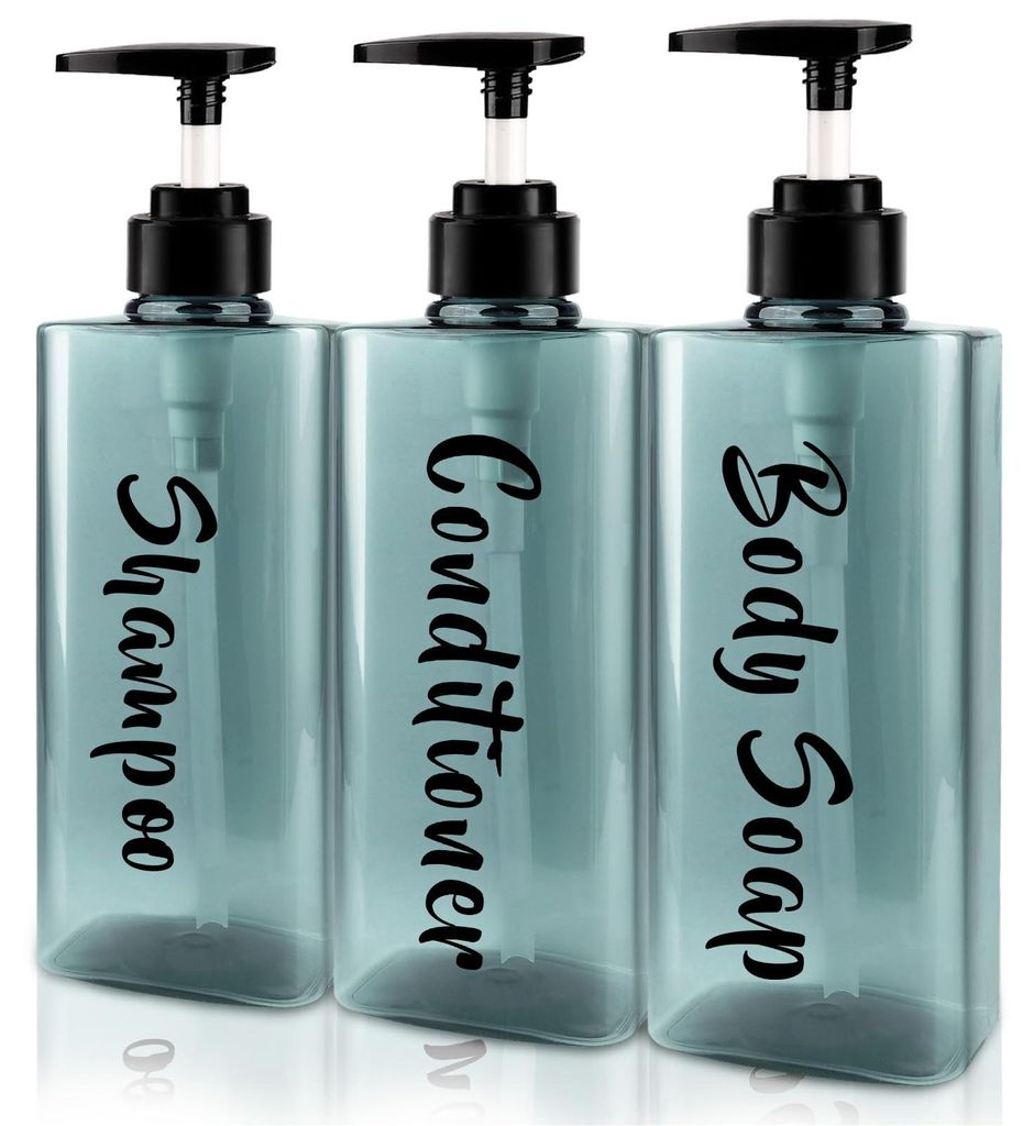 3-teiliges Seifenspender-Set, 500 ml Duschgel-Spender, nachfüllbare Shampoo-Flasche fürs Badezimmer, Pumpspender für Duschgel, Shampoo und Lotio...