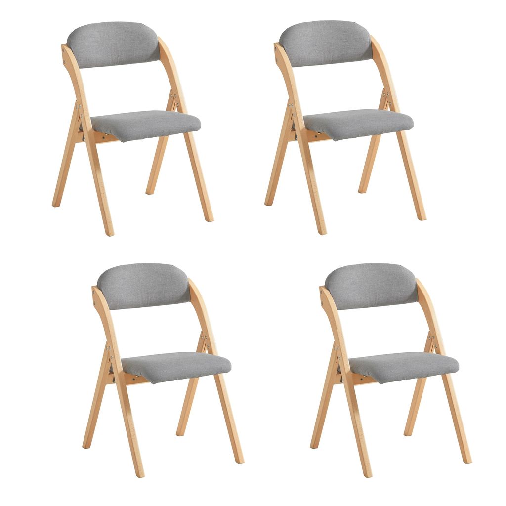 SoBuy Klappstuhl Holz gepolstert 4er Set Ergonomischer Küchenstuhl Esszimmerstuhl Faltbar Platzsparend Fertig Montiert Für Küche Balkon Büro FS...