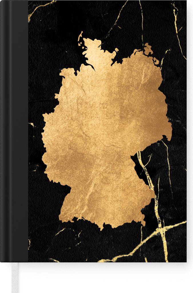 MuchoWow Notizbuch Tagebuch Haushaltsbuch Notebook A5 Karte - Deutschland - Gold - Notizblock - Notizheft - Notebook - Schreibblock - Papier