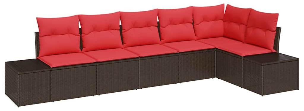 Gartensofa-set mit Kissen 6 pcs Braun Poly-Rattan