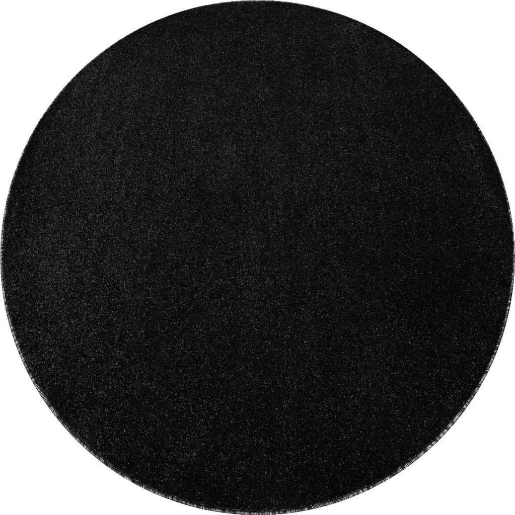 Tapis Rond Anthracite ETON PLUS - Moquette Grise Lisse Diamètre 150cm