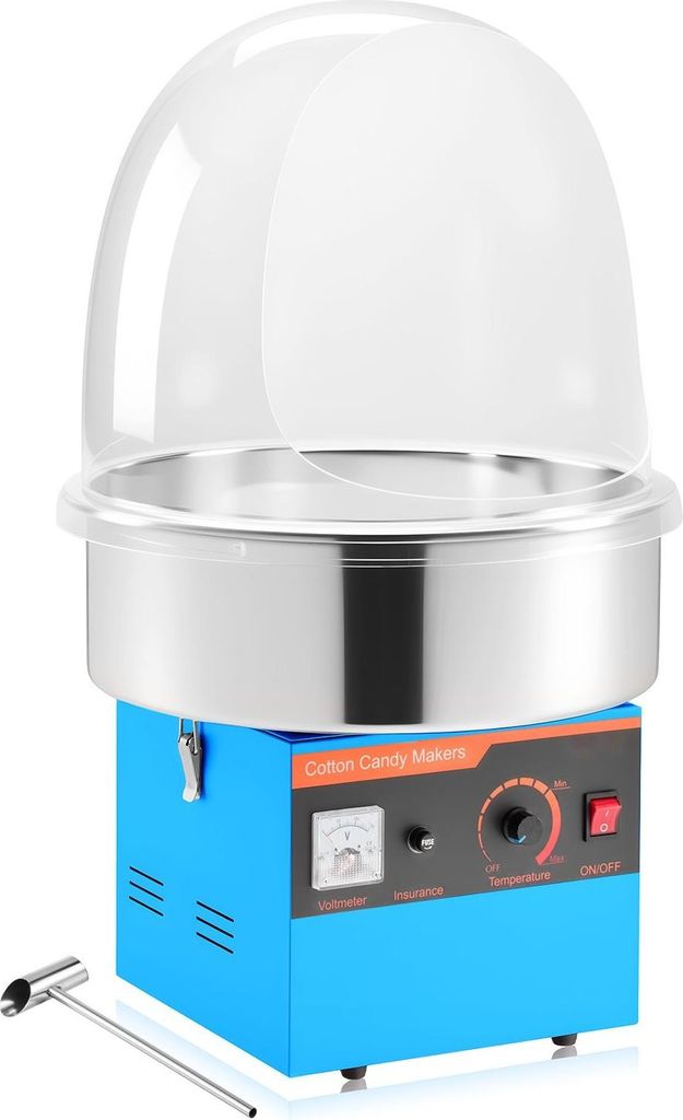 Zuckerwattemaschine - Elektrischer Zuckerwattenmacher 1000 W - Mit Deckel - Edelstahlschüssel - Inkl. Zuckerlöffel - Profi Gerät - Für Feste & ...