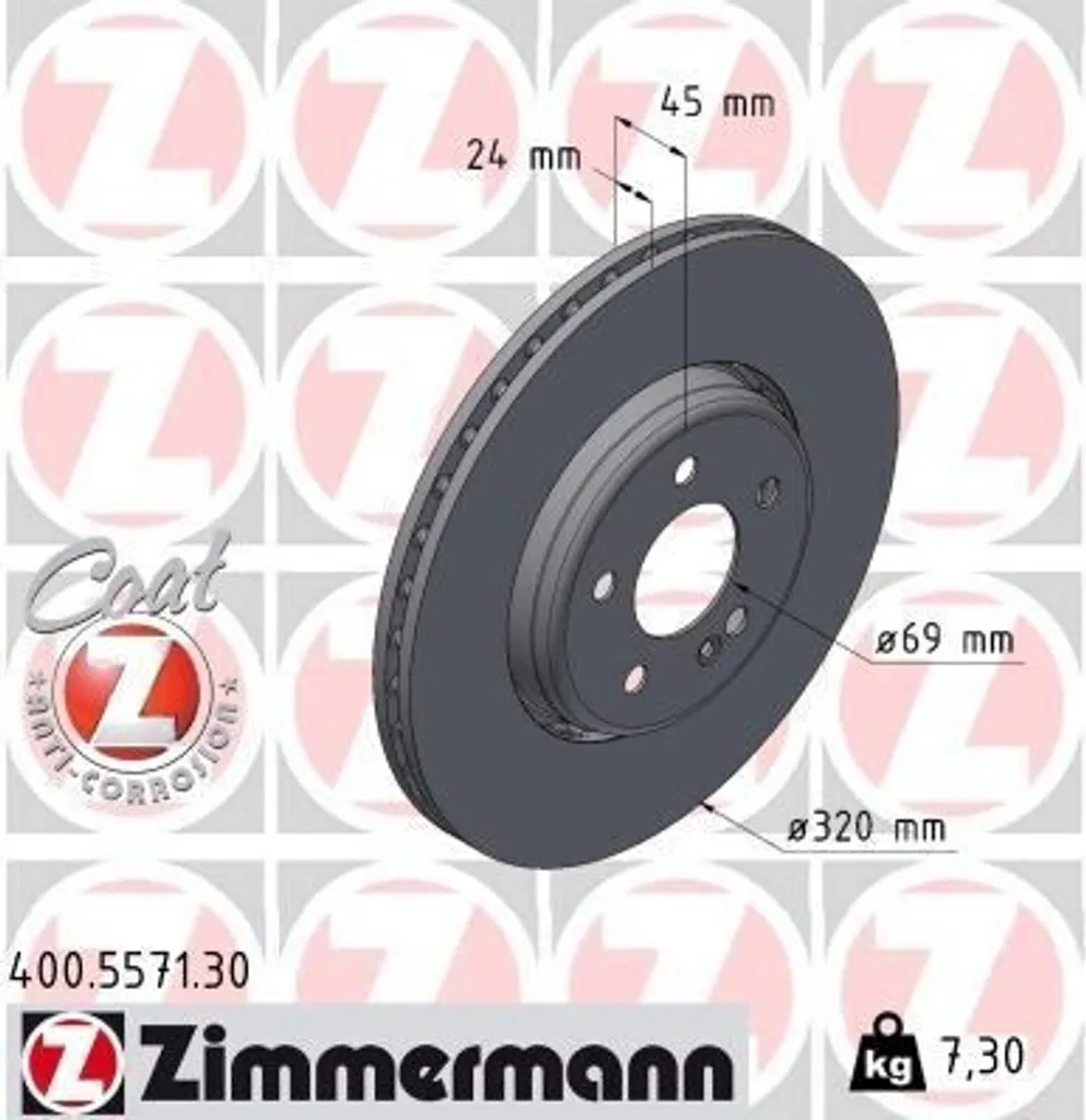 2 Disques de Frein ZIMMERMANN 400.5571.30 pour Mercedes-Benz Classe S W223