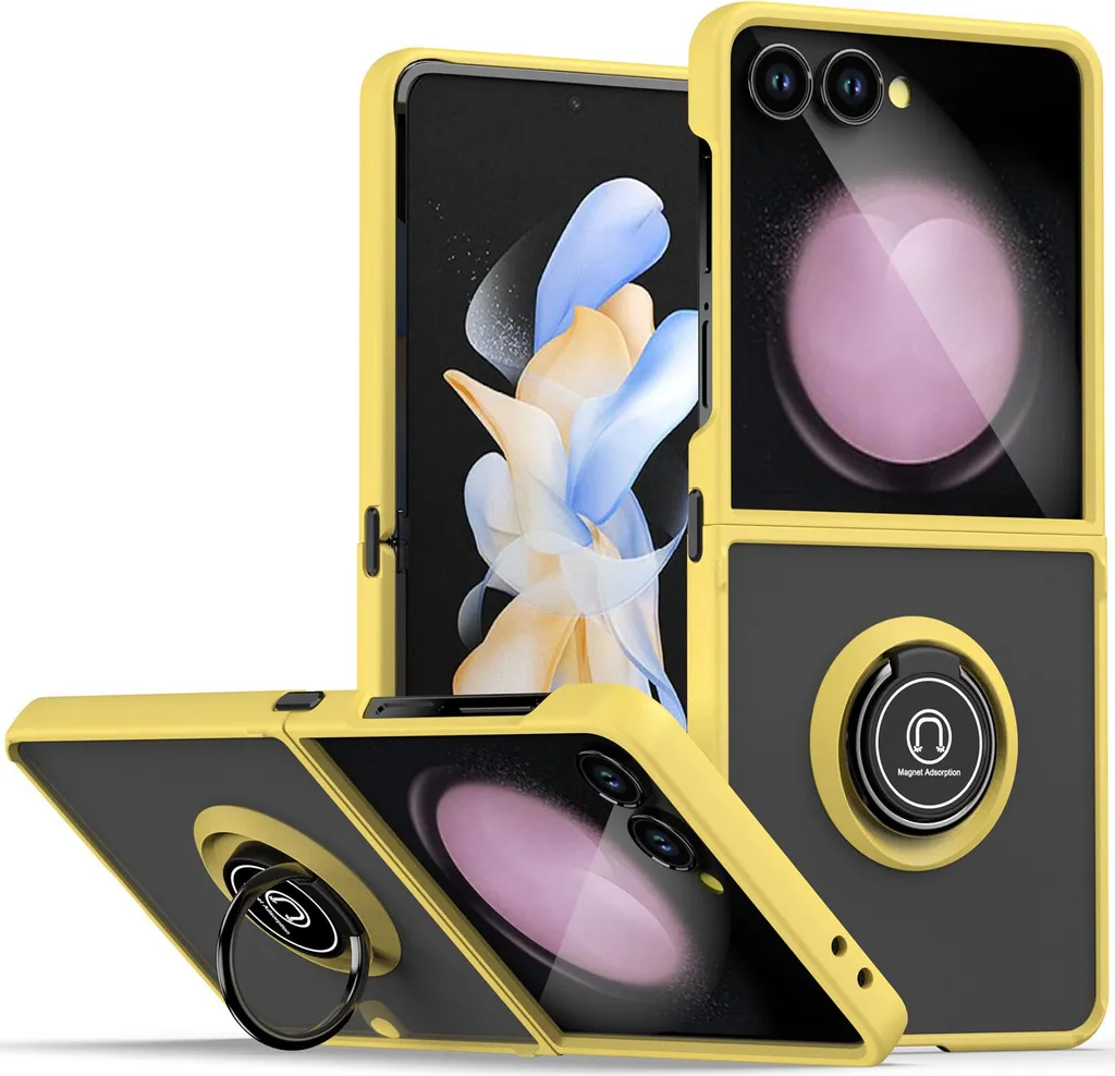 Custodia Minimal Samsung Galaxy Z Flip 7 Giallo Opaco con Anello