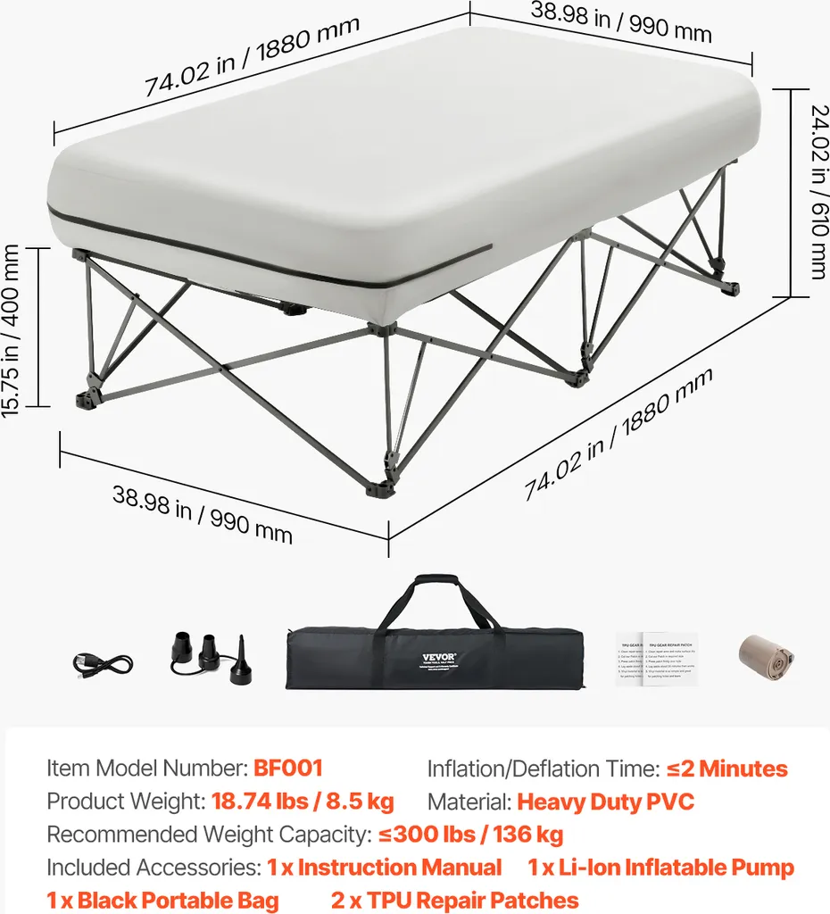 Matelas de Camping et Lit d'Appoint Gonflable pour Maison et Voyage