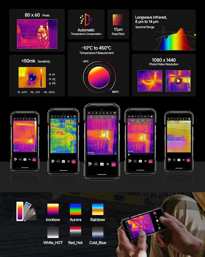 Smartphone de Chantier 5G avec Thermographie pour Usage Professionnel