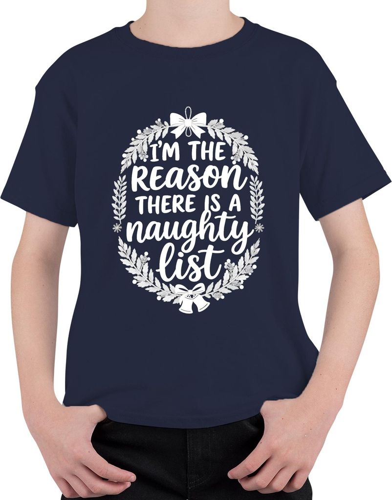 I'm the reason there is a naughty list Weihnachten Weihnachtsmann Uni Kinder T-Shirt, Navy, 128