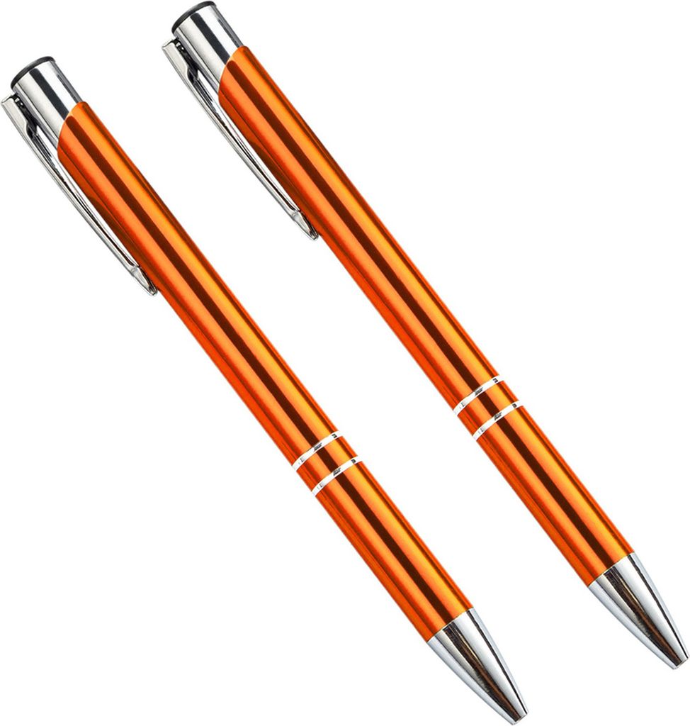 2pcs Ballpoint Stift Schwarz Tinte Einziehbares Plastik -Mittelpunkt -Werbe -Stift für Schüler-Orange
