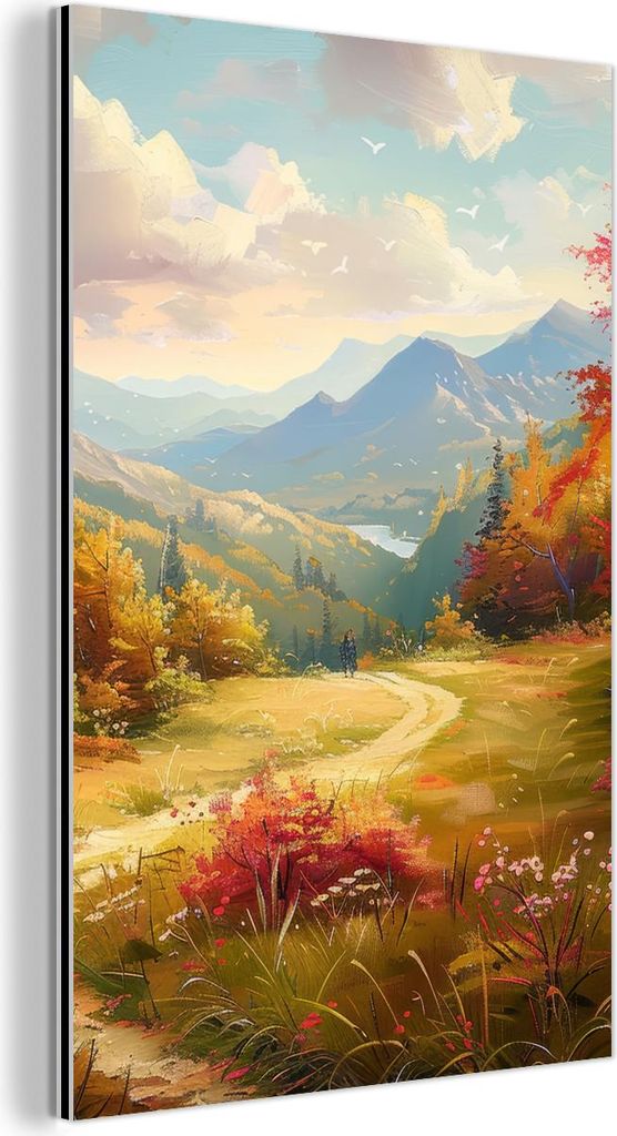 MuchoWow Wanddekoration Metall Metallbild Wandkunst 20x30 cm Landschaft - Illustration - Natur MuchoWow Aluminium Gemälde - Alu Dibond Bild