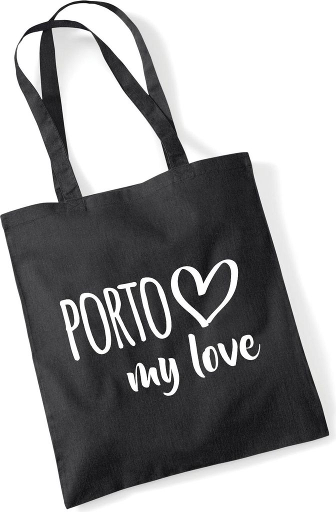 Huuraa Jutebeutel Porto my love 10 Liter Black Baumwolle Tasche Geschenkidee