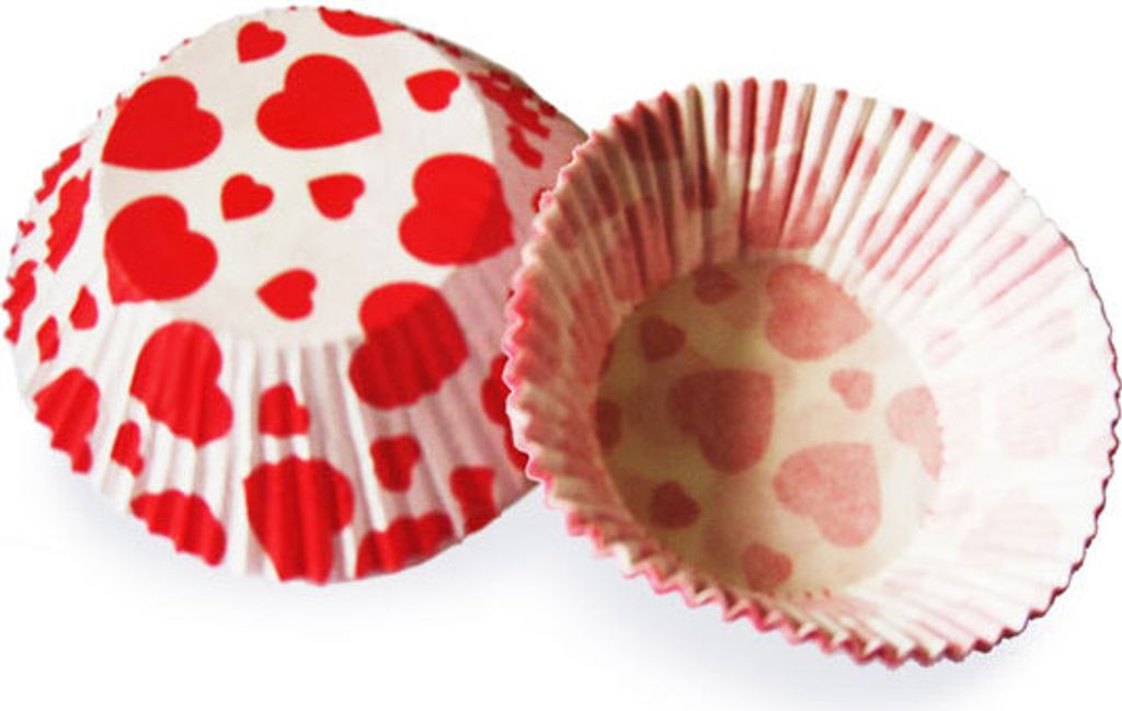 2000x Muffinkapseln Gebäckkapseln rote Herzen Ø 50 x 30 mm