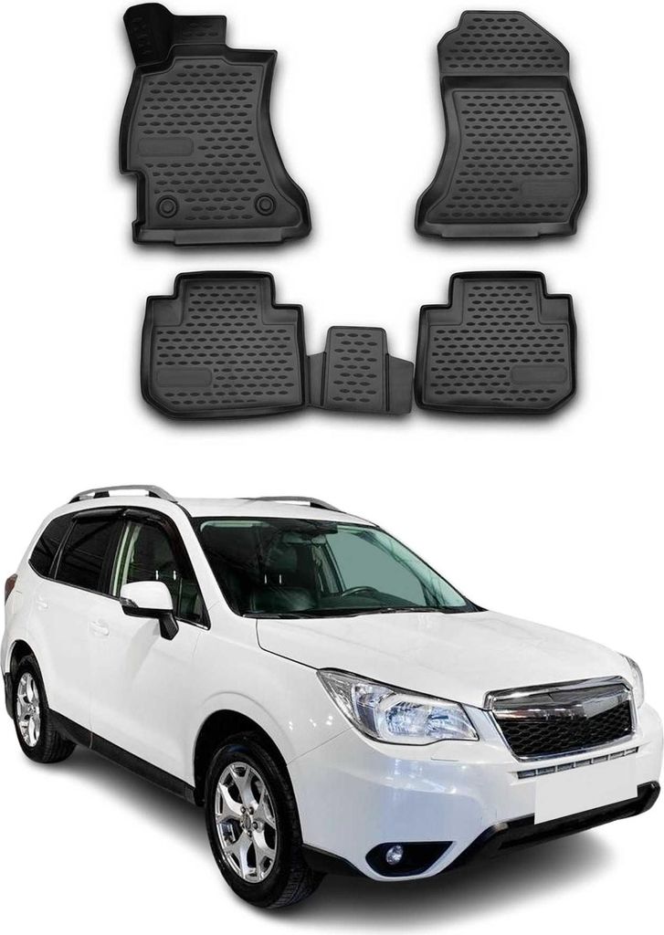 OMAC Gummimatten Fußmatten für Subaru Forester 2013-2019 TPE Matten Schwarz 4x