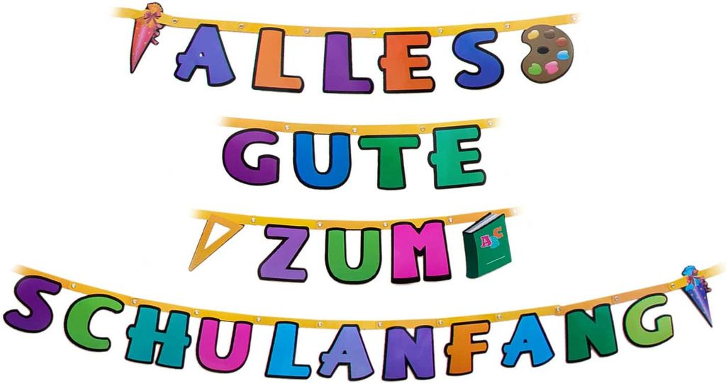 Oblique Unique Schuleinführung Girlande Alles Gute zum Schulanfang Einschulung Zuckertüte Schüler