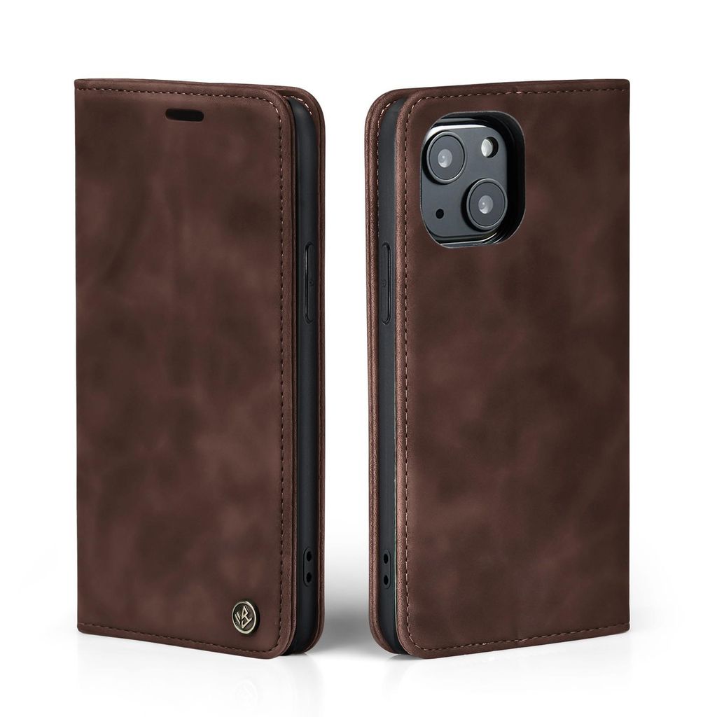 Handy Hülle für Apple iPhone 13 Klapphülle Bookcase Flip Cover Handy Tasche Etui Farbe: Dunkelbraun