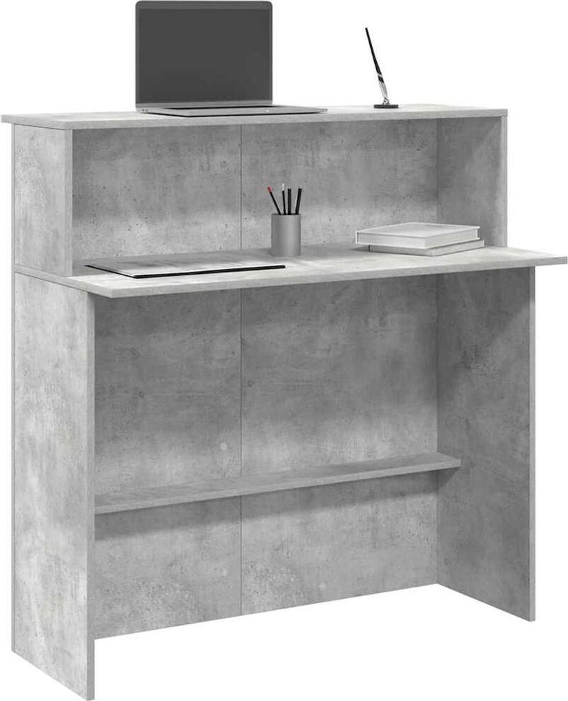 "Spring Sale"Empfangstheke - elegantes Design - Rezeptionstresen/Bürotisch - Betongrau 100x50x103,5cm Holzwerkstoff DE430429 - Schreibtische