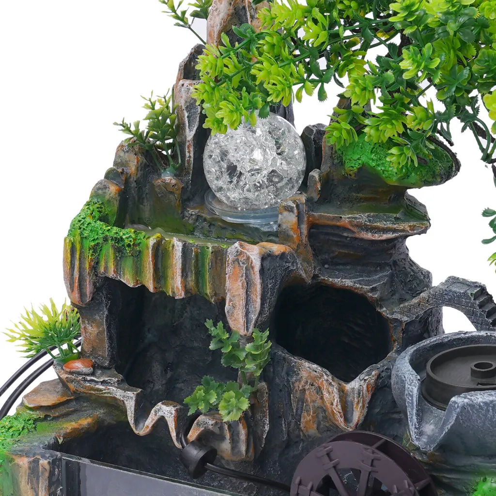 Cascade de rocaille en résine avec effet brume pour décoration intérieure