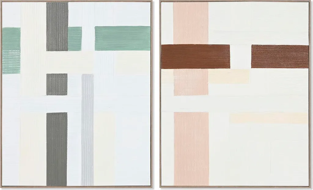 Set 2 Quadri Home ESPRIT Pittura Astratta Urbana 82x102cm | Arredo Moderno