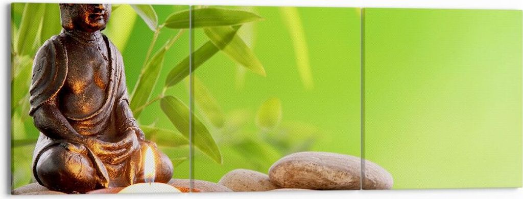 Bild auf Leinwand - Leinwandbild - Buddhismus Feng Shui Spa Bambus - 150x50cm - Wand Bild - Wanddeko - Leinwanddruck - Bilder - Kunstdruck - Leinwa...