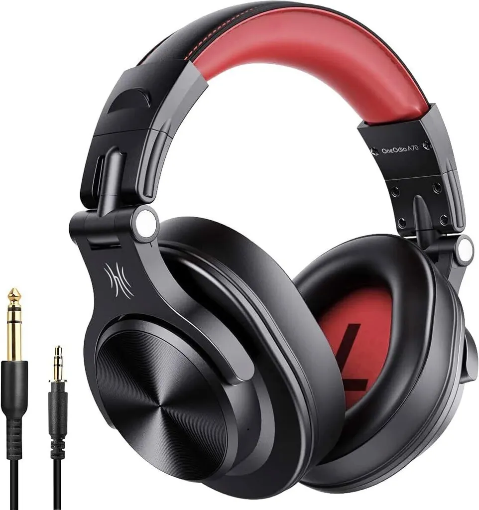 Cuffie Bluetooth over ear, 72 ore HiFi Stereo Wireless, leggere e ad alto comfort con jack da 6,35 mm e 3,5 mm per studio DJ, telefono cellulare, PC AMP
