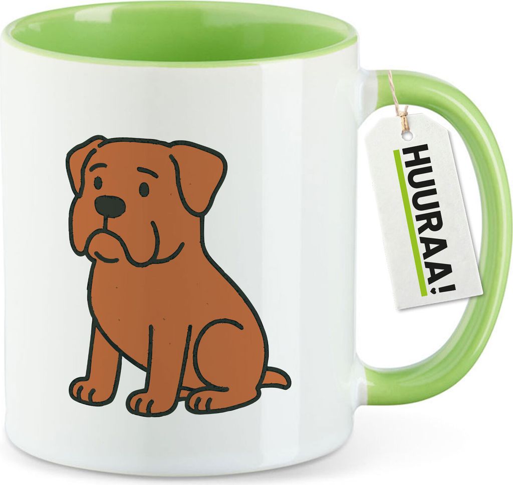 Huuraa Kaffeetasse Bordeauxdogge Comic Bordeauxi 330ml Grün Keramik Kaffeebecher Geschenkidee